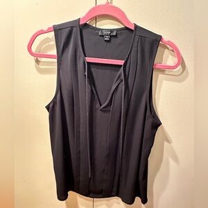 J. Crew Sleeveless Front Tie Black Business Casual Shirt Size Medium